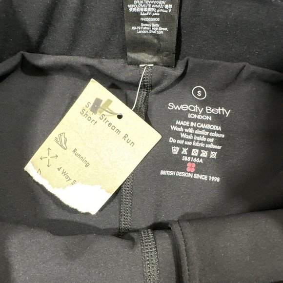 NWT $98 SWEATY BETTY [ Small 6 ] Slip‎ Stream Running Shorts In Black SB #5686 - Picture 9 of 15